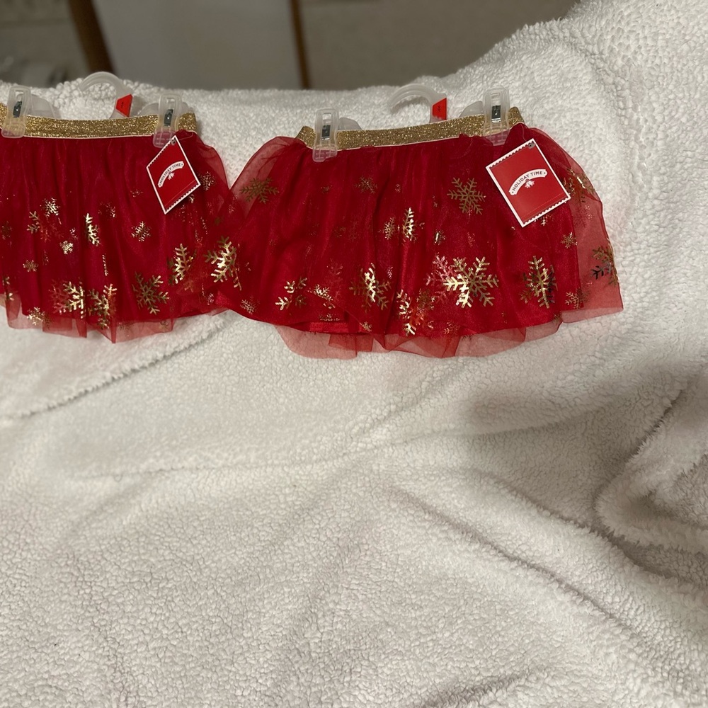 Festive Red and Gold Tutu Skirt